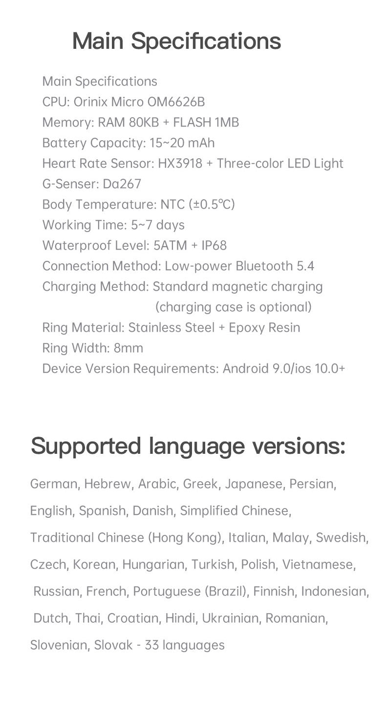HP52 Smart Ring ,Exquisite stainless steel,Heart Rate Monitoring, Blood Oxygen Monitoring, Blood Pressure Monitoring, Step Counting, Exercise, Remote Care