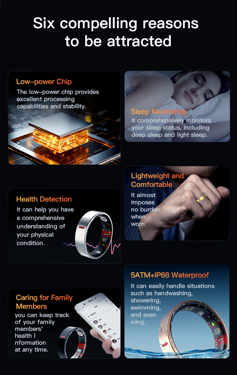 HP58Smart Ring ,Exquisite stainless steel,Heart Rate Monitoring, Blood Oxygen Monitoring, Blood Pressure Monitoring, Step Counting, Exercise, Remote Care