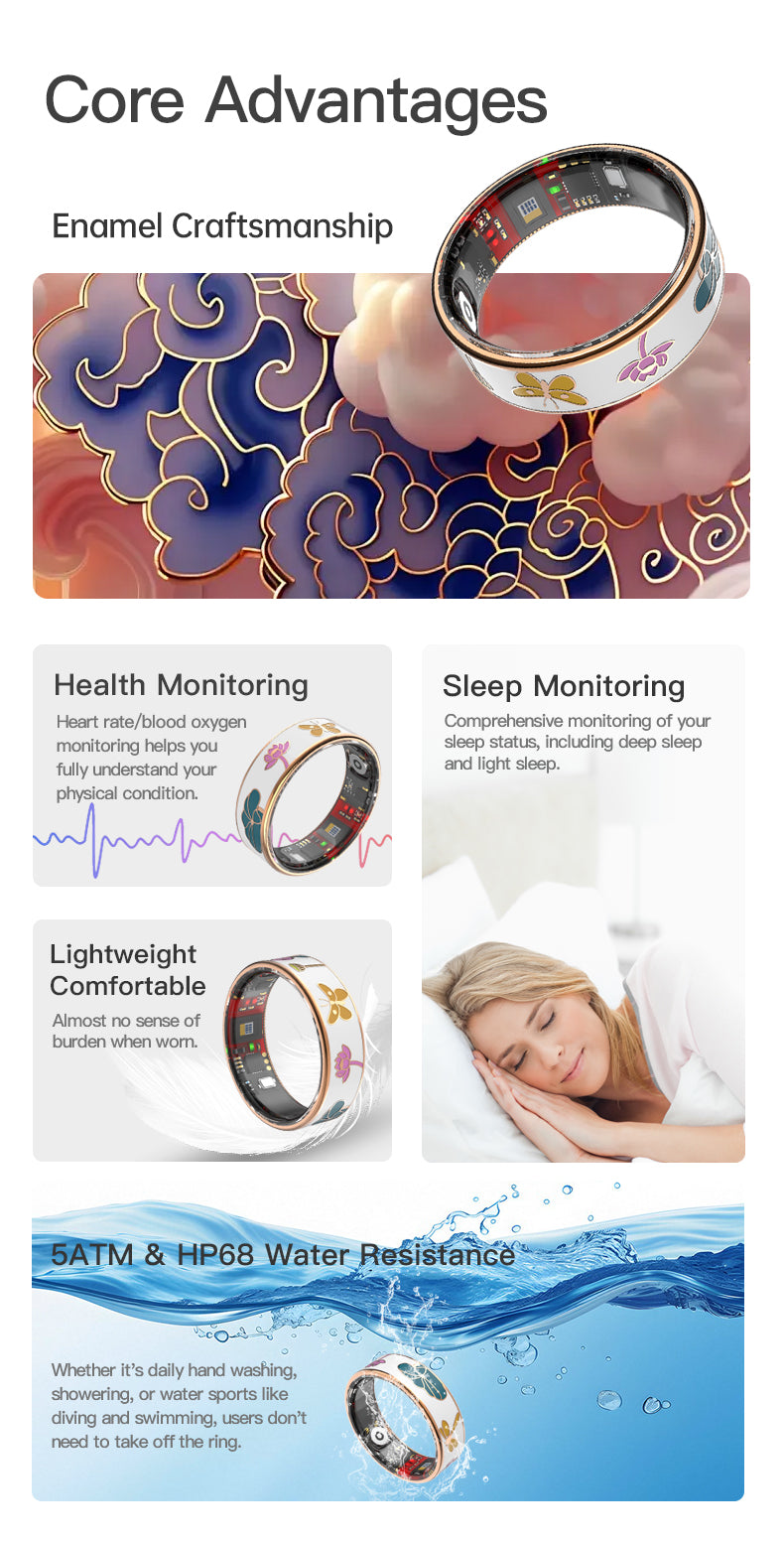 HP54 Smart Ring ,Exquisite stainless steel,Heart Rate Monitoring, Blood Oxygen Monitoring, Blood Pressure Monitoring, Step Counting, Exercise, Remote Care