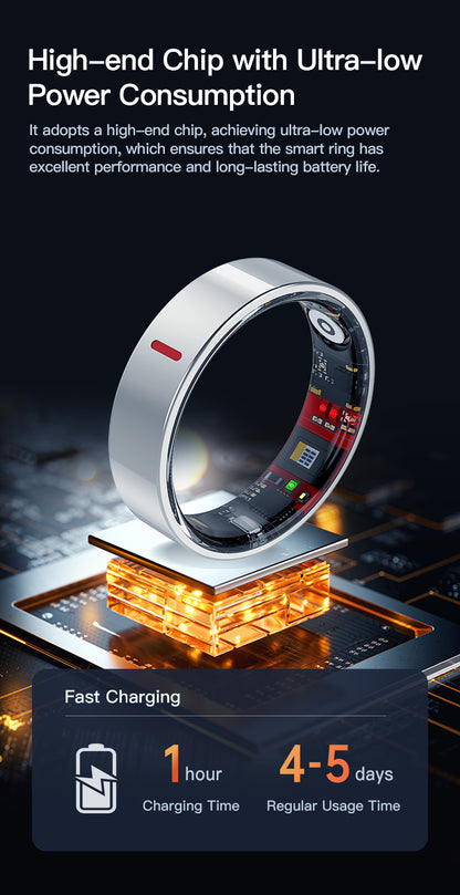 HP58Smart Ring ,Exquisite stainless steel,Heart Rate Monitoring, Blood Oxygen Monitoring, Blood Pressure Monitoring, Step Counting, Exercise, Remote Care