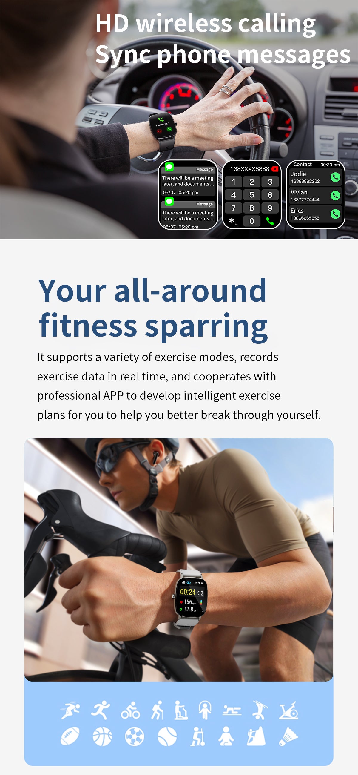 HP10 Smart products Watches, bracelets, rings, translation pens  Bluetooth call Heart rate monitoring,step counting,music playback