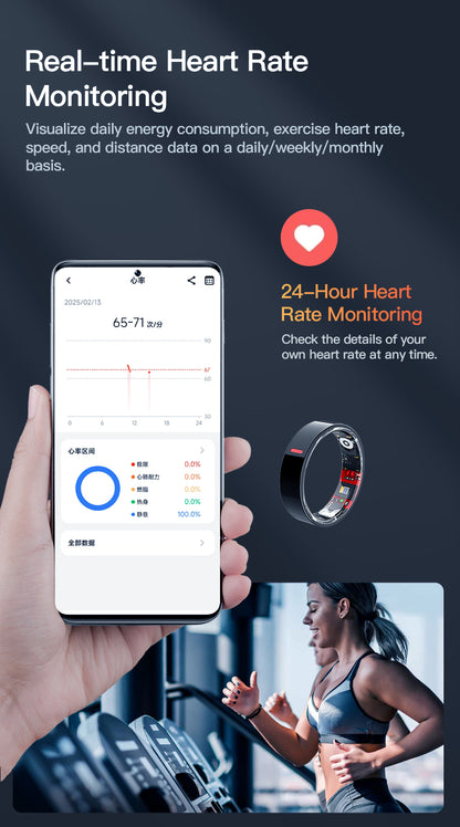 HP58Smart Ring ,Exquisite stainless steel,Heart Rate Monitoring, Blood Oxygen Monitoring, Blood Pressure Monitoring, Step Counting, Exercise, Remote Care