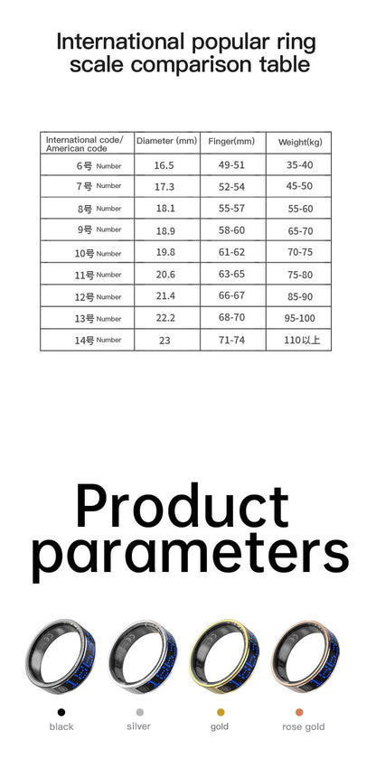 HP52 Smart Ring ,Exquisite stainless steel,Heart Rate Monitoring, Blood Oxygen Monitoring, Blood Pressure Monitoring, Step Counting, Exercise, Remote Care