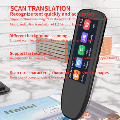 HP33 Smart products Watches, bracelets, rings, translation pens The multi-functional multi-language translation pen supports scanning voice to quickly and accurately recognize text, offline translation,