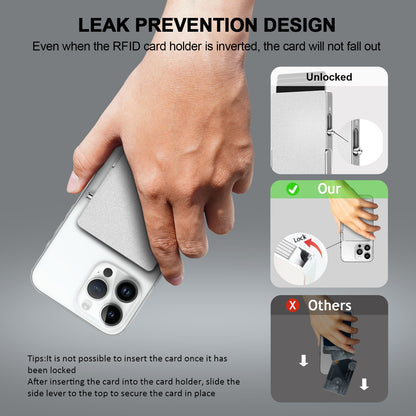 HP62 RFID Blocking Wallet Minimalist Slim Card Holder for Magsafe with Adjustable Stand, Metal Pop Up Magnetic Wallet  for Men TOYFID