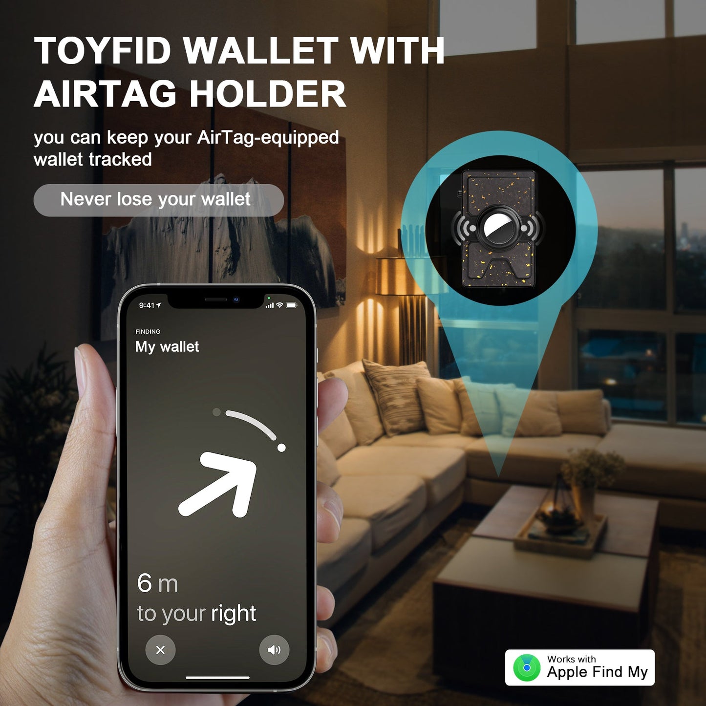 HP46 TOYFID Best Mens Forged Carbon Fiber Wallet with Airtag Holder & Expansion Board