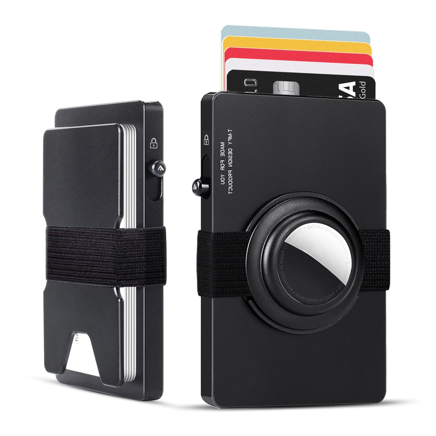 HP63 TOYFID All-Aluminum Pop Up Slide Rfid Slim Card Holder Wallet With Airtag Holder