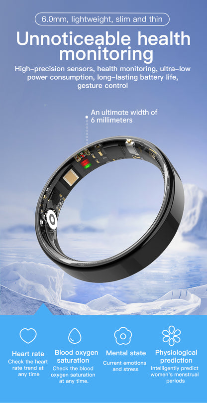 HP57 Smart Ring ,Exquisite stainless steel,Heart Rate Monitoring, Blood Oxygen Monitoring, Blood Pressure Monitoring, Step Counting, Exercise, Remote Care