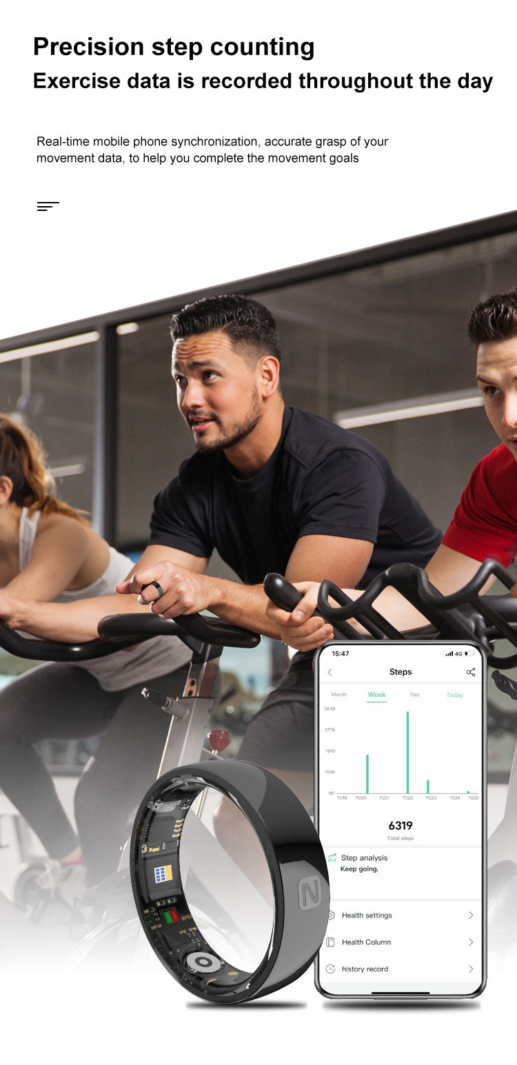 HP56 Smart Ring ,Exquisite stainless steel,Heart Rate Monitoring, Blood Oxygen Monitoring, Blood Pressure Monitoring, Step Counting, Exercise, Remote Care