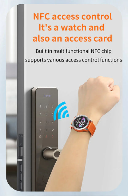 Smartwatch with NFC access control unlocking smart door lock via built-in NFC chip